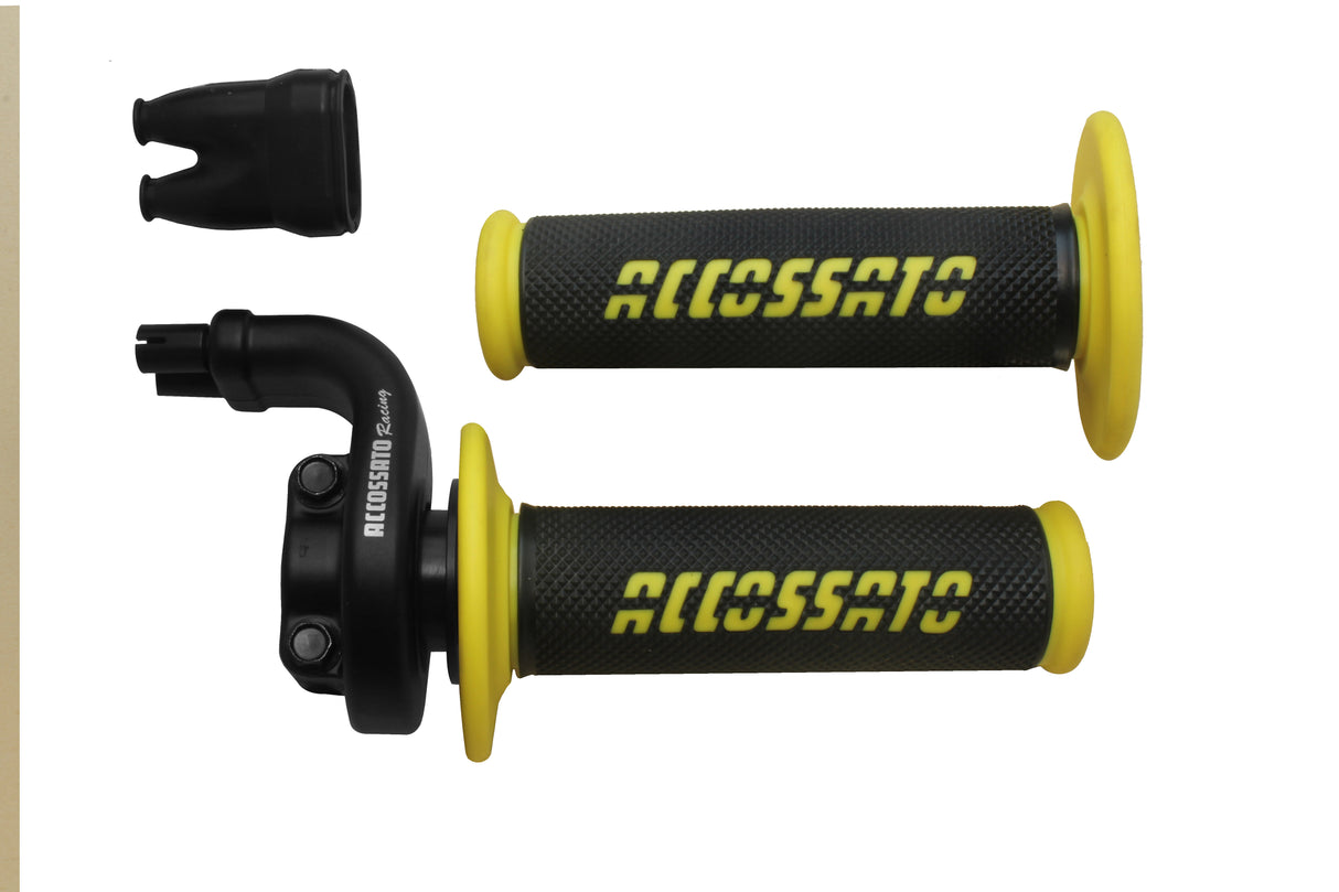 Comando gas Accossato 2 cavi 4T con manopole GR008 nere, corsa 28/90 mm 36/112 cavi non inclusi