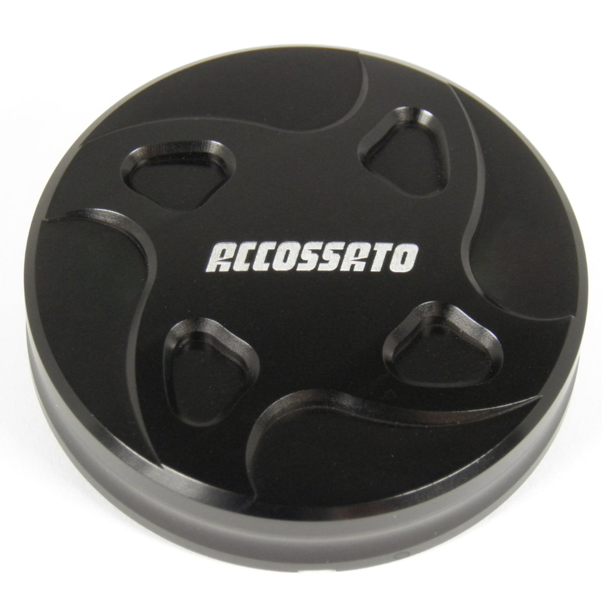 Tappo vaschetta olio freno anteriore Accossato, ricavato in alluminio CNC