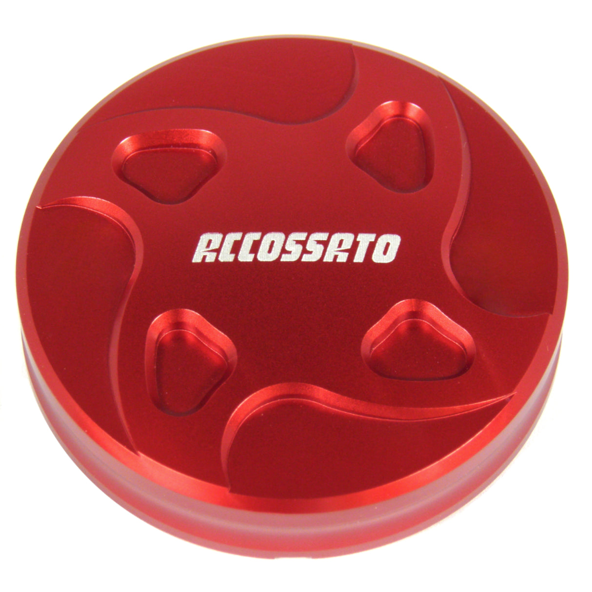 Tappo vaschetta olio freno anteriore Accossato, ricavato in alluminio CNC