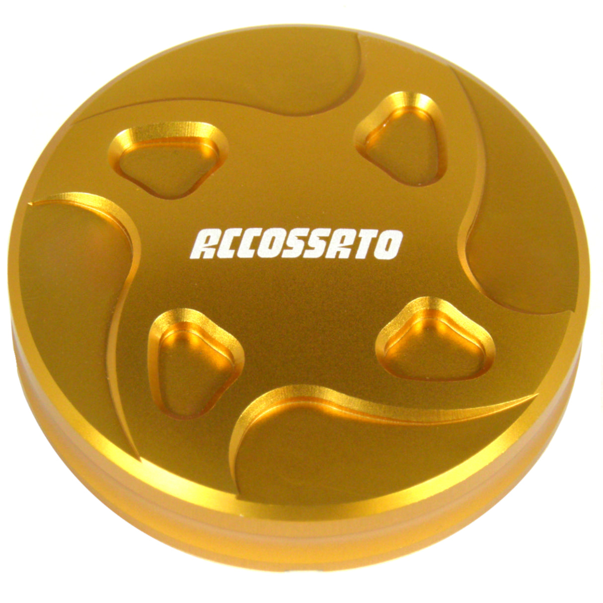 Tappo vaschetta olio freno anteriore Accossato, ricavato in alluminio CNC