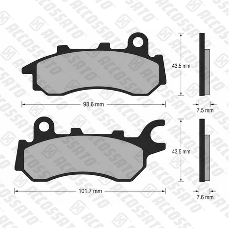 Kit Pastiglie Freno Accossato Per Moto, Mescola Made In Italy, codice AGPA275