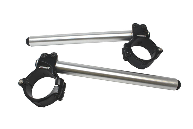 Coppia Di Semimanubri con Morsetto Di Bloccaggio, Composto Da 2 Semi-Gusci, Inclinazione 10 gradi - Diametro forcella: 51 mm, Colore braccialetto: Nero