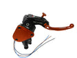 Pompa Freno Ready To Brake Accossato 16x16 Con Leva Snodata Colorata (Pomello+Leva) - Supporto specchio: M10, Vaschetta in Alluminio Integrata: Arancione
