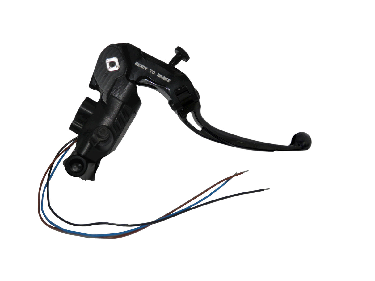 Pompa Freno Ready To Brake Accossato PRS 16x17-18-19 Con Leva Snodata Colorata (Pomello+Leva) - Supporto specchio: M10, Vaschetta in Alluminio Integrata: - N/A