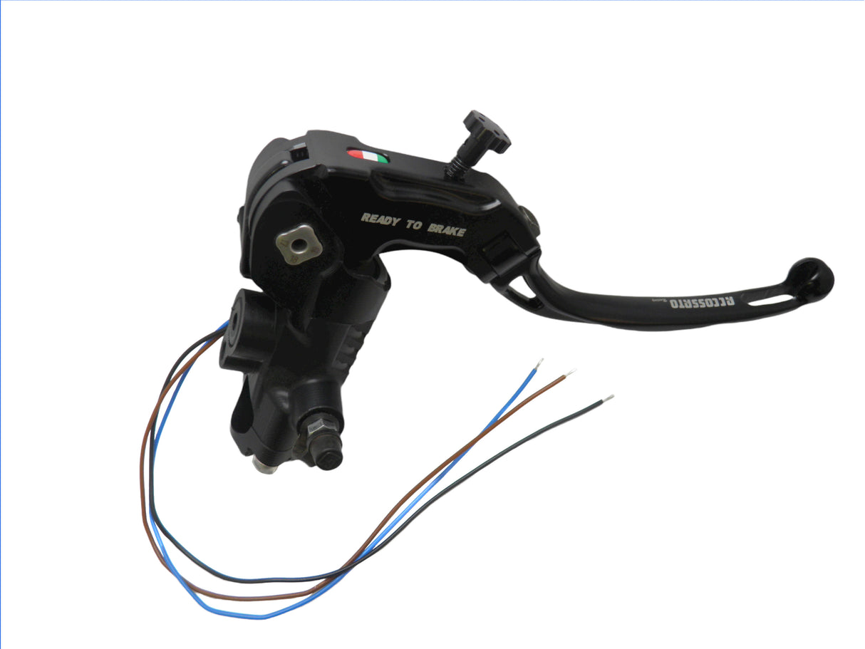 Pompa Freno Ready To Brake Accossato PRS 16x17-18-19 Con Leva Snodata Colorata (Pomello+Leva) - Opzioni leva: RST, Supporto specchio: - N/A, Vaschetta in Alluminio Integrata: - N/A