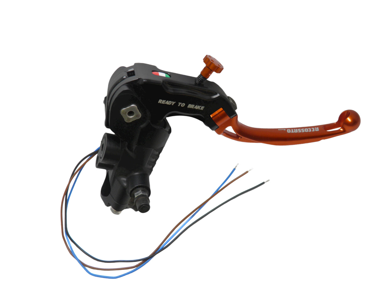 Pompa Freno Ready To Brake Accossato PRS 16x17-18-19 Con Leva Snodata Colorata (Pomello+Leva) - Supporto specchio: - N/A, Vaschetta in Alluminio Integrata: - N/A