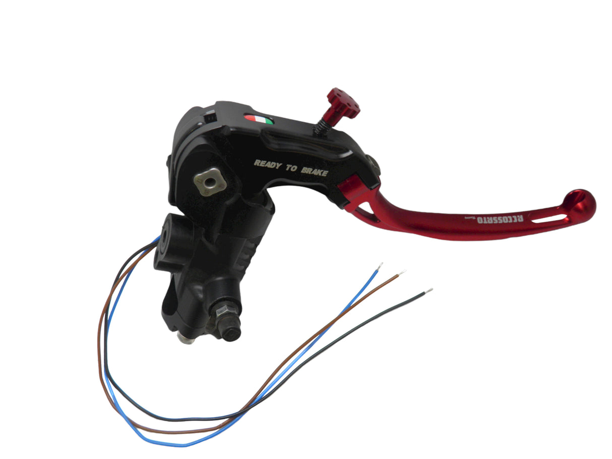 Pompa Freno Ready To Brake Accossato PRS 16x17-18-19 Con Leva Snodata Colorata (Pomello+Leva) - Opzioni leva: RST, Supporto specchio: - N/A, Vaschetta in Alluminio Integrata: - N/A
