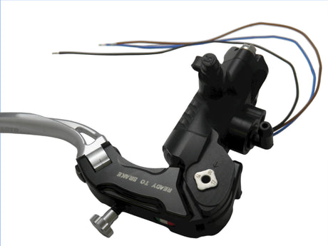Pompa Freno Ready To Brake Accossato PRS 16x17-18-19 Con Leva Snodata Colorata (Pomello+Leva) - Opzioni leva: RST, Supporto specchio: - N/A, Vaschetta in Alluminio Integrata: - N/A