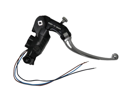 Pompa Freno Ready To Brake Accossato PRS 16x17-18-19 Con Leva Snodata Colorata (Pomello+Leva) - Opzioni leva: RST, Supporto specchio: M8, Vaschetta in Alluminio Integrata: - N/A