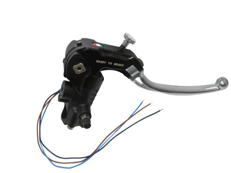 Pompa Freno Ready To Brake Accossato PRS 16x17-18-19 Con Leva Snodata Colorata (Pomello+Leva) - Opzioni leva: RST, Supporto specchio: - N/A, Vaschetta in Alluminio Integrata: - N/A