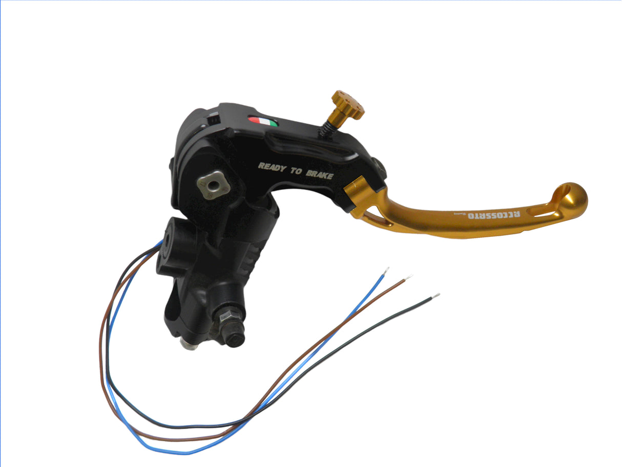 Pompa Freno Ready To Brake Accossato PRS 16x17-18-19 Con Leva Snodata Colorata (Pomello+Leva) - Supporto specchio: - N/A, Vaschetta in Alluminio Integrata: - N/A
