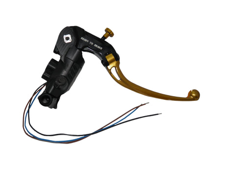 Pompa Freno Ready To Brake Accossato PRS 16x17-18-19 Con Leva Snodata Colorata (Pomello+Leva) - Opzioni leva: RST, Supporto specchio: M10, Vaschetta in Alluminio Integrata: - N/A