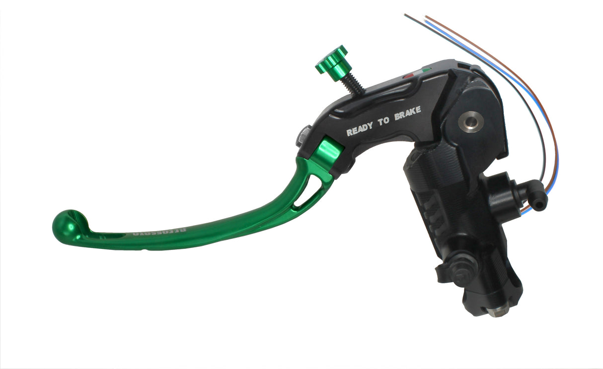 Pompa Frizione Ready To Brake Accossato 16x16 Con Leva Snodata Colorata (Pomello+Leva) - Supporto specchio: - N/A, Vaschetta in Alluminio Integrata: - N/A