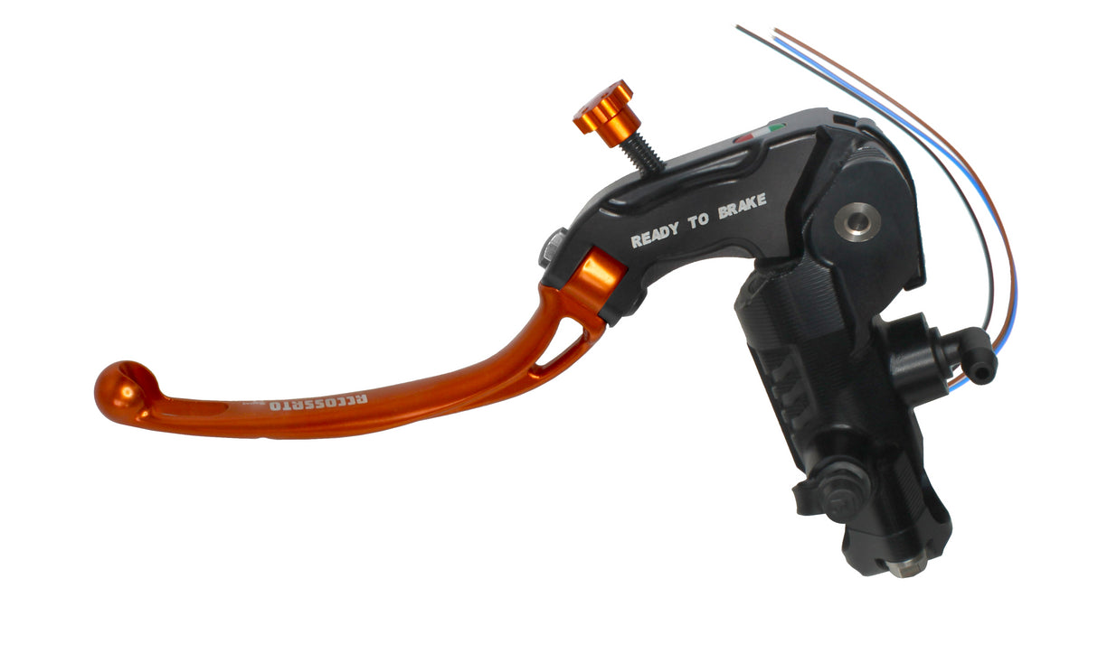 Pompa Frizione Ready To Brake Accossato 16x16 Con Leva Snodata Colorata (Pomello+Leva) - Supporto specchio: - N/A, Vaschetta in Alluminio Integrata: - N/A