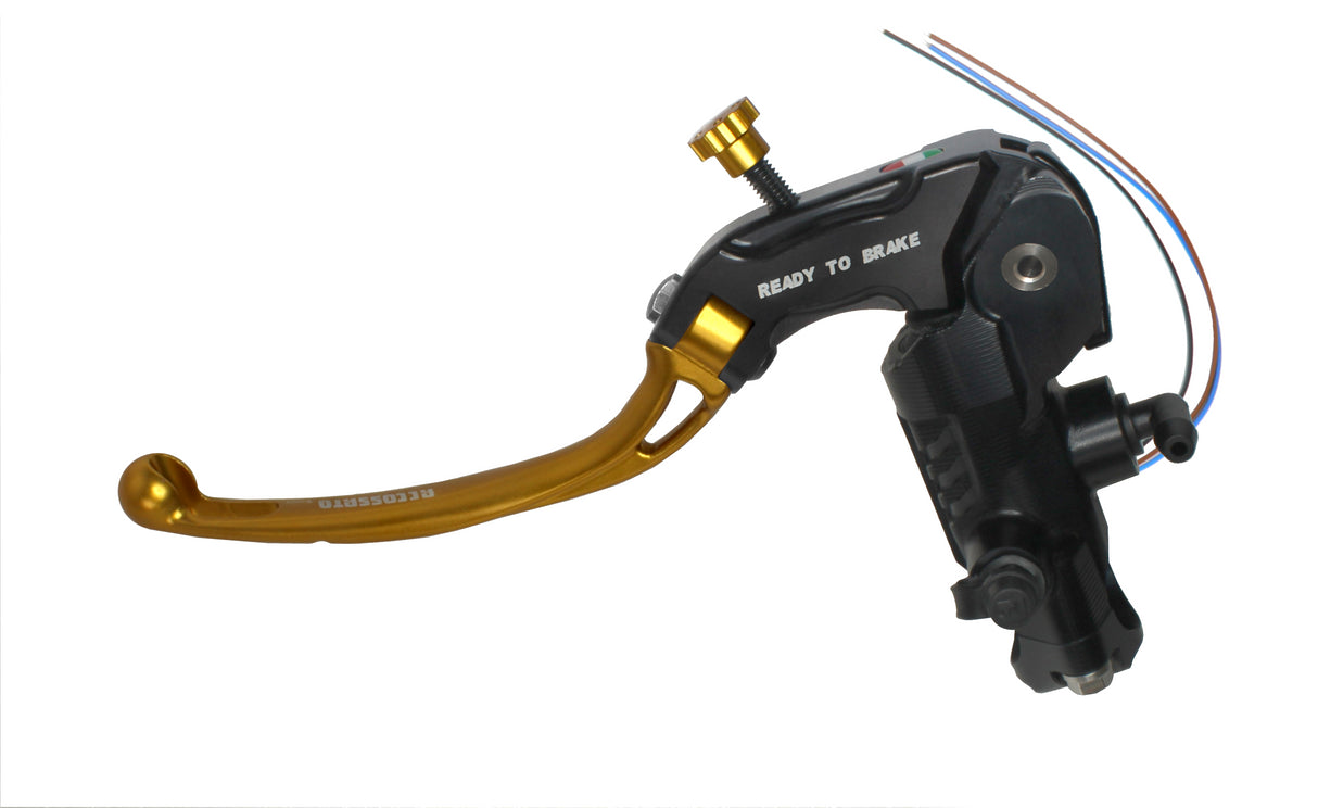 Pompa Frizione Ready To Brake Accossato 16x16 Con Leva Snodata Colorata (Pomello+Leva) - Supporto specchio: - N/A, Vaschetta in Alluminio Integrata: - N/A
