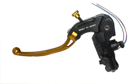 Pompa Frizione Ready To Brake Accossato 16x18 Con Leva Snodata Colorata (Pomello+Leva) - Supporto specchio: - N/A, Vaschetta in Alluminio Integrata: - N/A