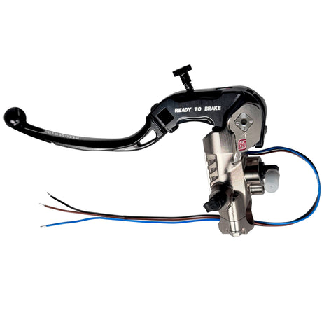 Pompa Frizione Ready To Brake Accossato PRS 16x15-16-17 Con Leva Snodata Colorata (Pomello+Leva) - Opzioni leva: RST, Supporto specchio: - N/A, Vaschetta in Alluminio Integrata: - N/A