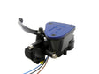 Pompa Frizione Ready To Brake Accossato PRS 16x15-16-17 Con Leva Snodata Colorata (Pomello+Leva) - Opzioni leva: RST, Supporto specchio: M8, Vaschetta in Alluminio Integrata: Blu