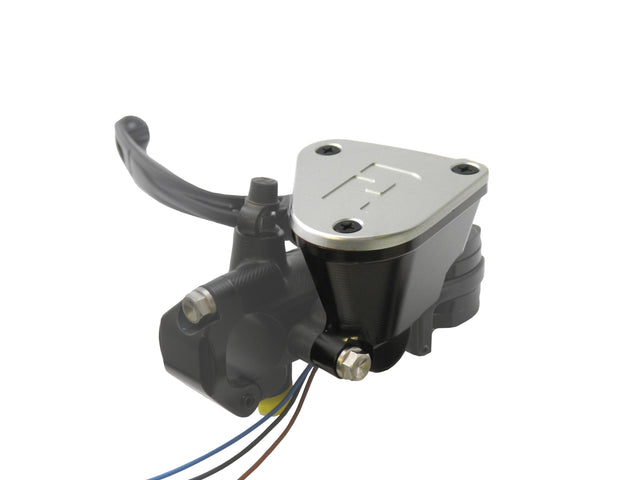 Pompa Frizione Ready To Brake Accossato PRS 16x15-16-17 Con Leva Snodata Colorata (Pomello+Leva) - Opzioni leva: RST, Supporto specchio: - N/A, Vaschetta in Alluminio Integrata: Silver