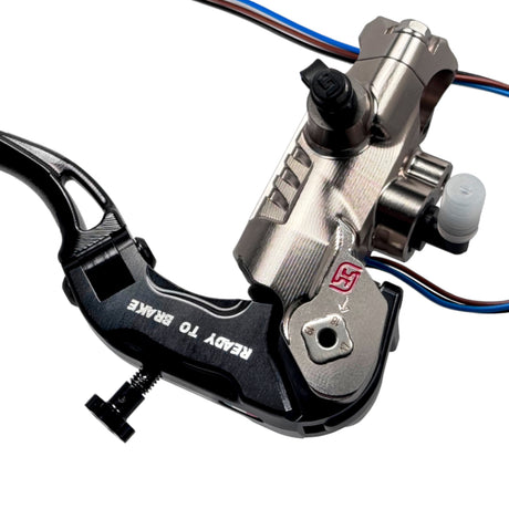 Pompa Freno Ready To Brake Accossato PRS 17x17-18-19 Con Leva Snodata Colorata (Pomello+Leva) - Opzioni leva: RST, Supporto specchio: - N/A, Vaschetta in Alluminio Integrata: - N/A