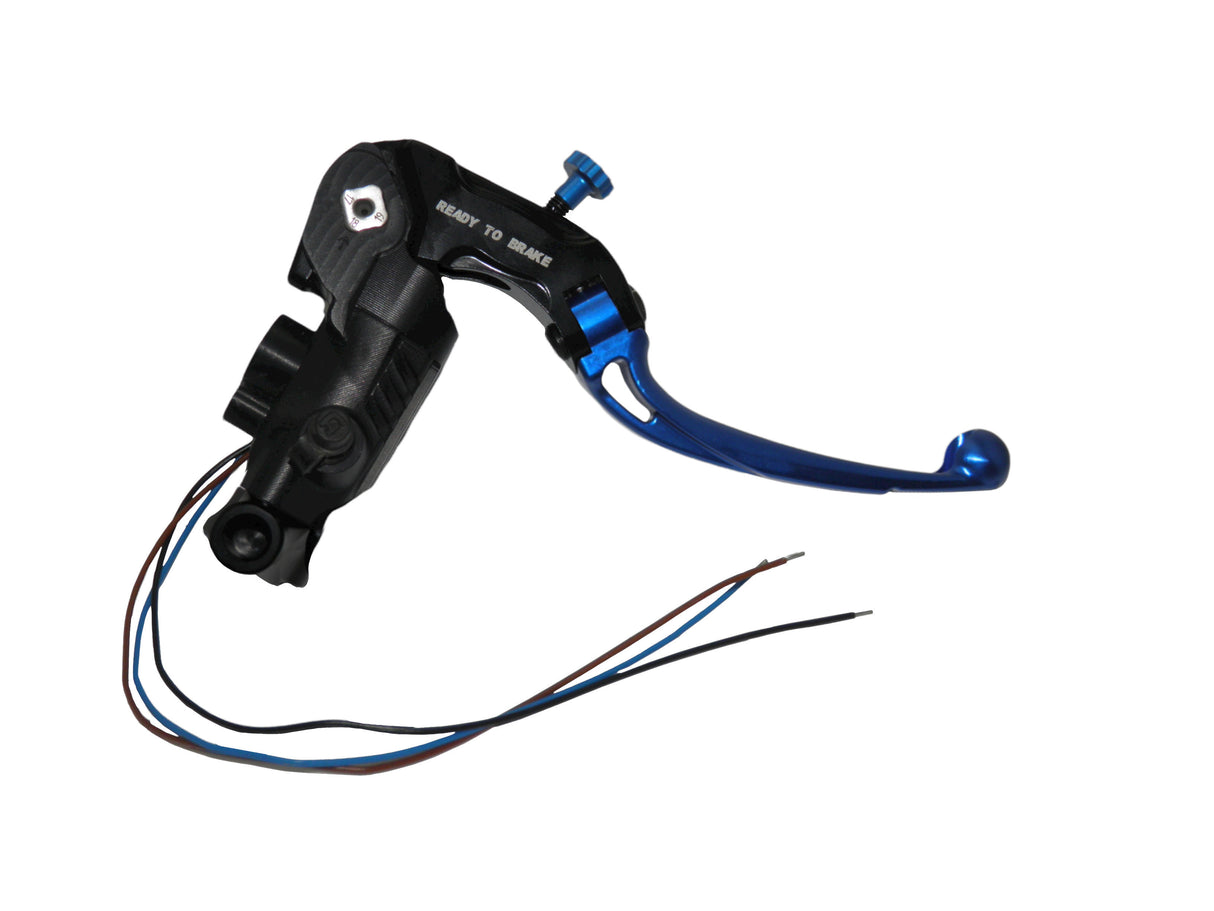 Pompa Freno Ready To Brake Accossato PRS 17x17-18-19 Con Leva Snodata Colorata (Pomello+Leva) - Opzioni leva: RST, Supporto specchio: M10, Vaschetta in Alluminio Integrata: - N/A