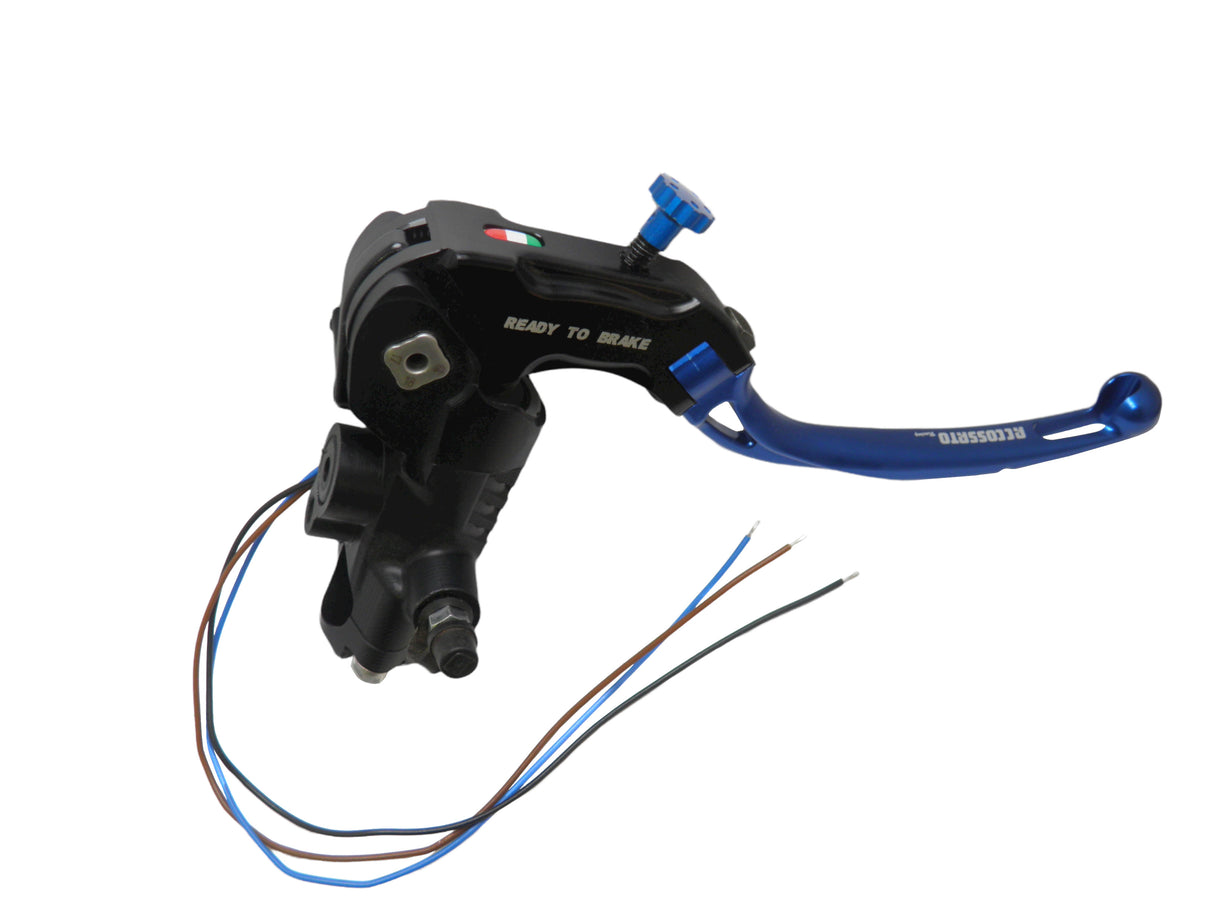 Pompa Freno Ready To Brake Accossato PRS 17x17-18-19 Con Leva Snodata Colorata (Pomello+Leva) - Opzioni leva: RST, Supporto specchio: - N/A, Vaschetta in Alluminio Integrata: - N/A