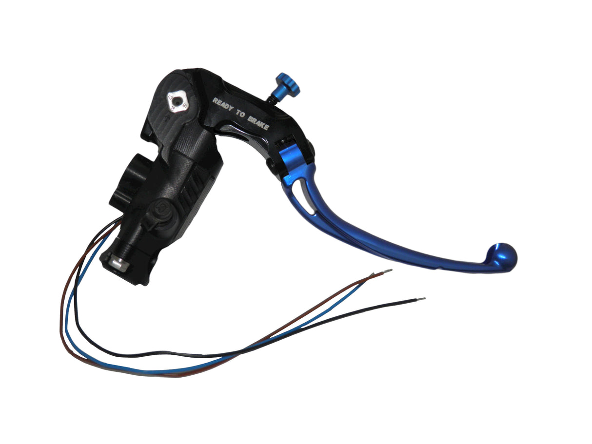 Pompa Freno Ready To Brake Accossato PRS 17x17-18-19 Con Leva Snodata Colorata (Pomello+Leva) - Opzioni leva: RST, Supporto specchio: - N/A, Vaschetta in Alluminio Integrata: - N/A