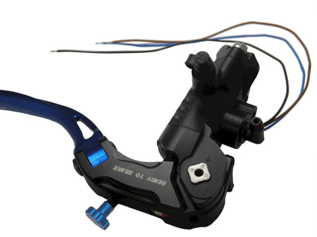 Pompa Freno Ready To Brake Accossato PRS 17x17-18-19 Con Leva Snodata Colorata (Pomello+Leva) - Opzioni leva: RST, Supporto specchio: - N/A, Vaschetta in Alluminio Integrata: - N/A
