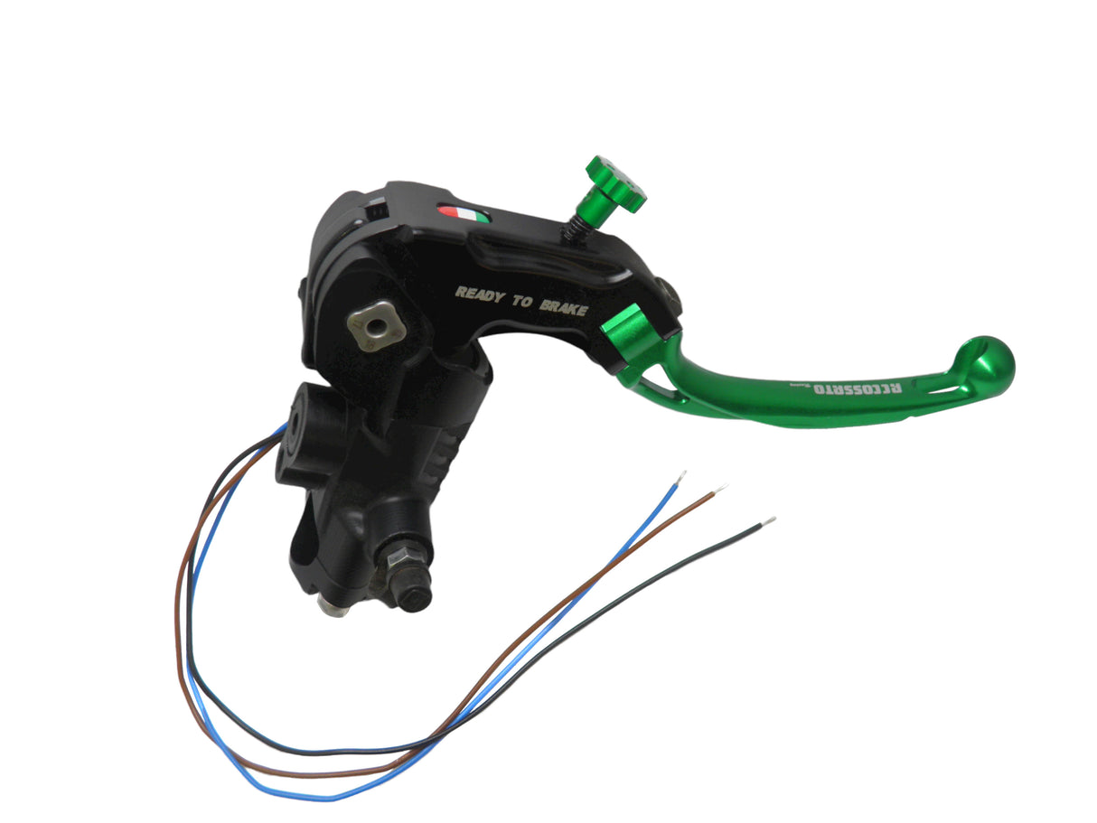 Pompa Freno Ready To Brake Accossato PRS 17x17-18-19 Con Leva Snodata Colorata (Pomello+Leva) - Opzioni leva: RST, Supporto specchio: - N/A, Vaschetta in Alluminio Integrata: - N/A