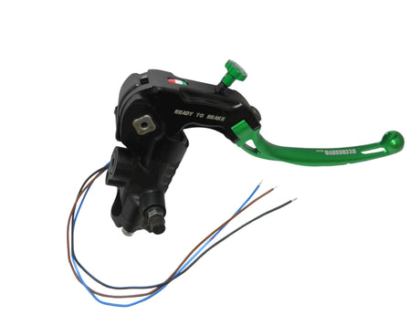 Pompa Freno Ready To Brake Accossato PRS 17x17-18-19 Con Leva Snodata Colorata (Pomello+Leva) - Opzioni leva: RST, Supporto specchio: - N/A, Vaschetta in Alluminio Integrata: - N/A