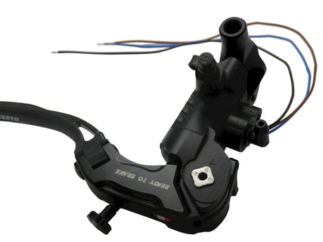 Pompa Freno Ready To Brake Accossato PRS 17x17-18-19 Con Leva Snodata Colorata (Pomello+Leva) - Opzioni leva: RST, Supporto specchio: M10, Vaschetta in Alluminio Integrata: - N/A