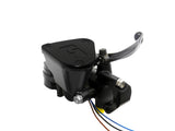 Pompa Freno Ready To Brake Accossato PRS 17x17-18-19 Con Leva Snodata Colorata (Pomello+Leva) - Opzioni leva: RST, Supporto specchio: M8, Vaschetta in Alluminio Integrata: Nera