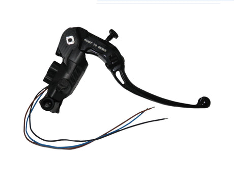 Pompa Freno Ready To Brake Accossato PRS 17x17-18-19 Con Leva Snodata Colorata (Pomello+Leva) - Opzioni leva: RST, Supporto specchio: M8, Vaschetta in Alluminio Integrata: - N/A