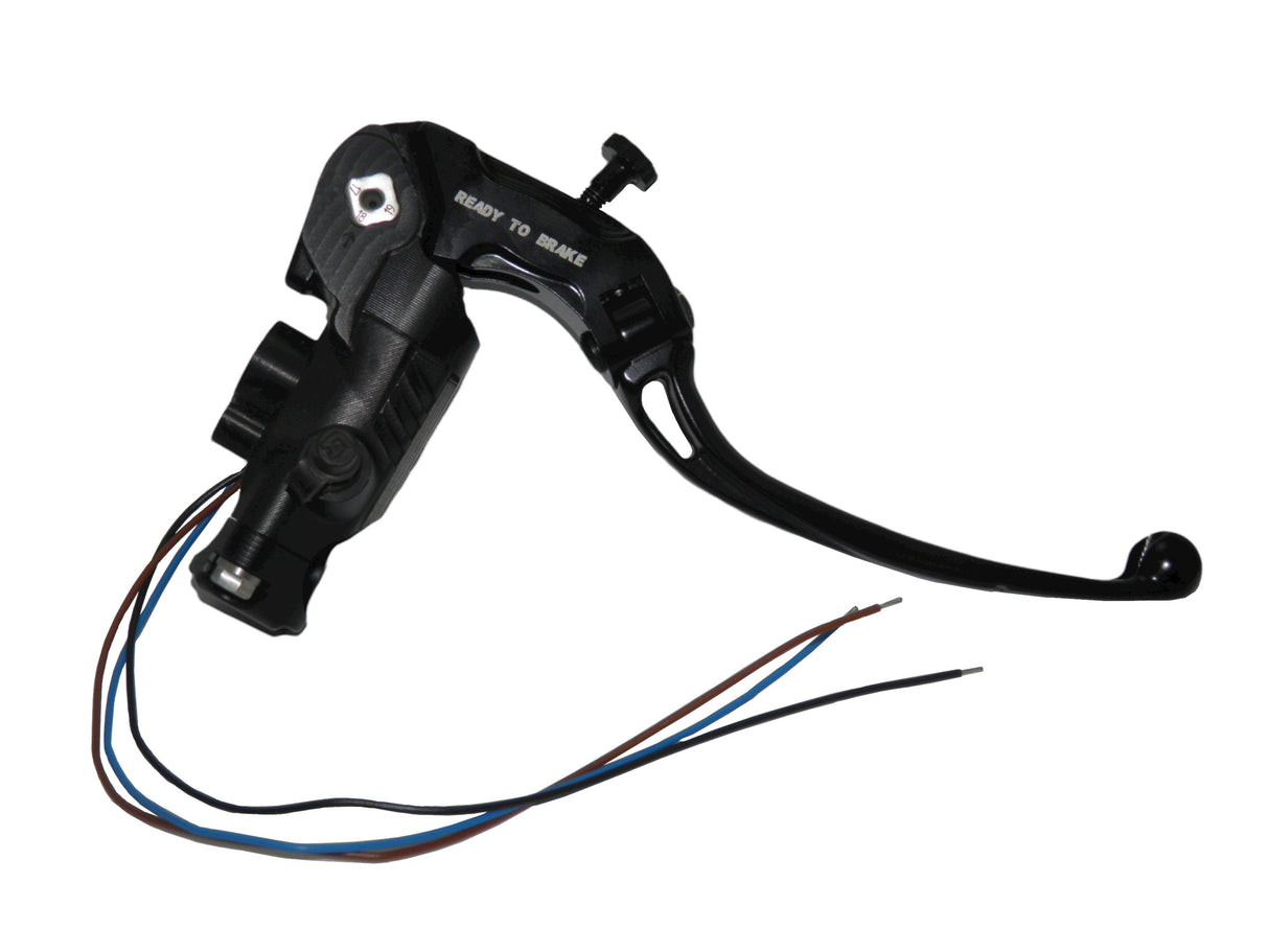 Pompa Freno Ready To Brake Accossato PRS 17x17-18-19 Con Leva Snodata Colorata (Pomello+Leva) - Opzioni leva: RST, Supporto specchio: - N/A, Vaschetta in Alluminio Integrata: - N/A