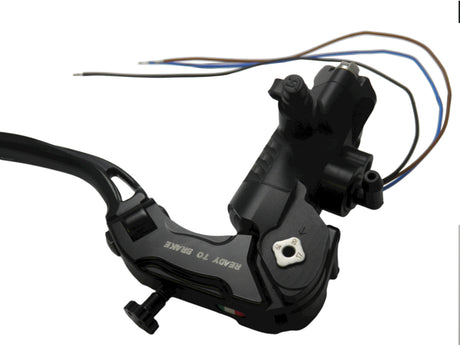 Pompa Freno Ready To Brake Accossato PRS 17x17-18-19 Con Leva Snodata Colorata (Pomello+Leva) - Opzioni leva: RST, Supporto specchio: - N/A, Vaschetta in Alluminio Integrata: - N/A