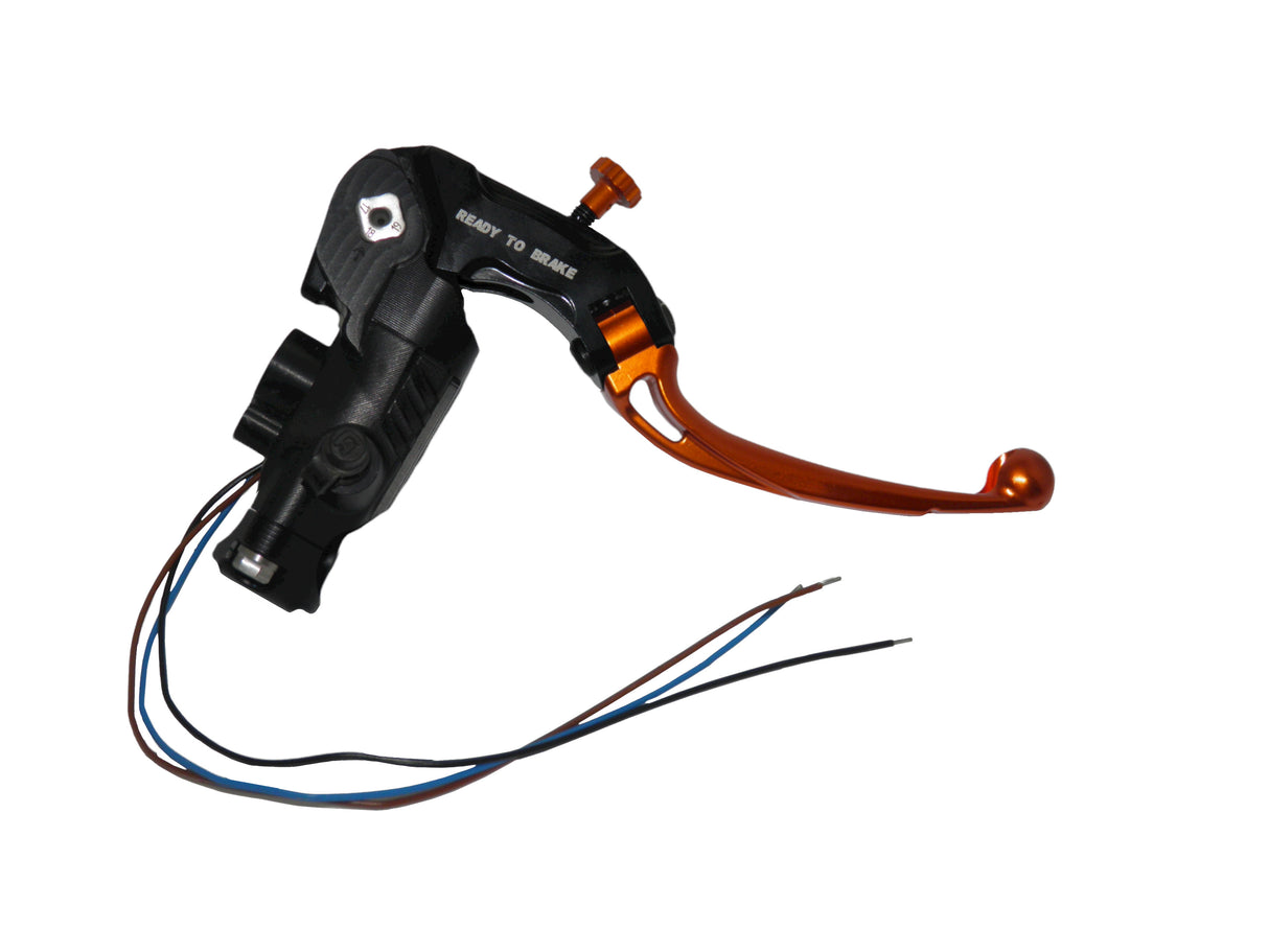 Pompa Freno Ready To Brake Accossato PRS 17x17-18-19 Con Leva Snodata Colorata (Pomello+Leva) - Opzioni leva: RST, Supporto specchio: - N/A, Vaschetta in Alluminio Integrata: - N/A