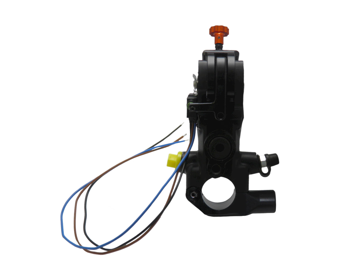 Pompa Freno Ready To Brake Accossato PRS 17x17-18-19 Con Leva Snodata Colorata (Pomello+Leva) - Opzioni leva: RST, Supporto specchio: M8, Vaschetta in Alluminio Integrata: - N/A