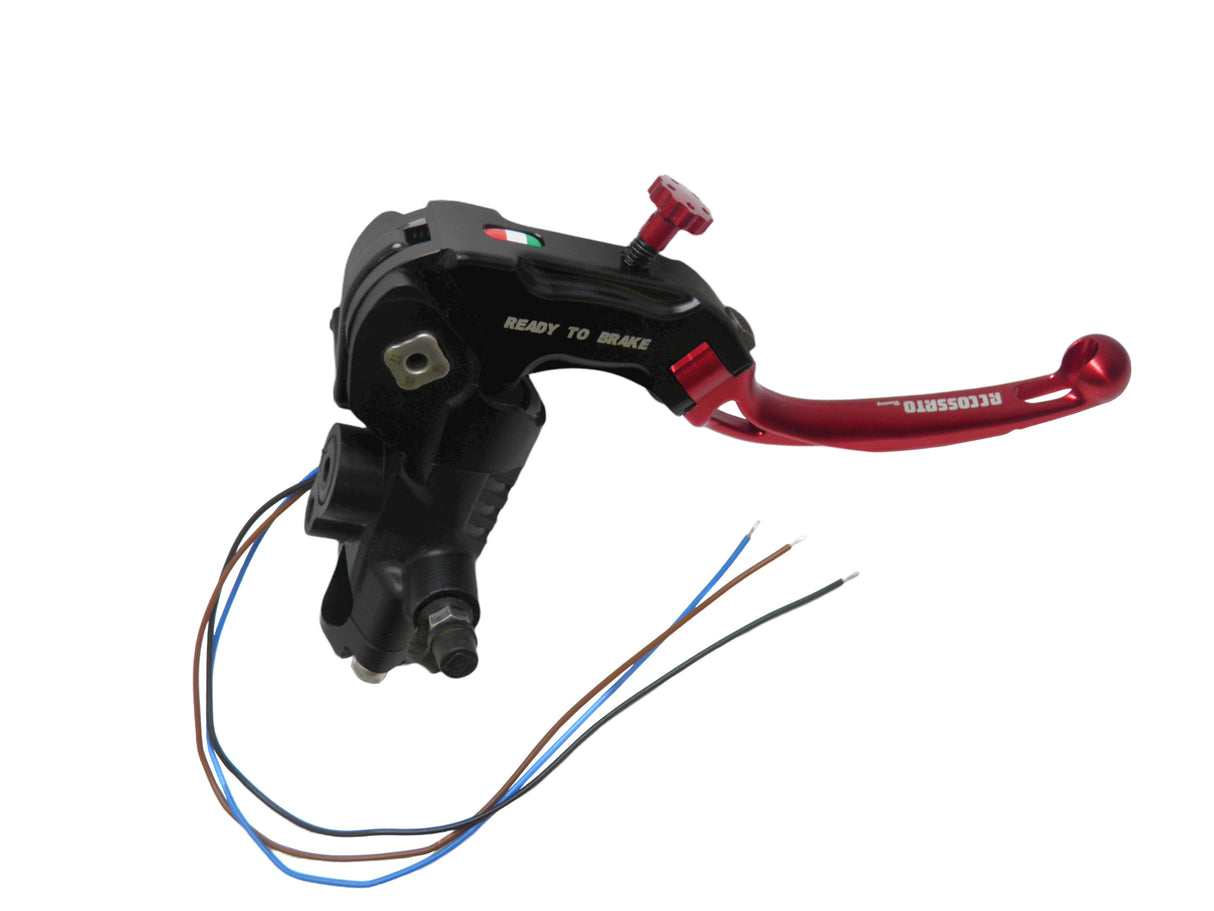 Pompa Freno Ready To Brake Accossato PRS 17x17-18-19 Con Leva Snodata Colorata (Pomello+Leva) - Opzioni leva: RST, Supporto specchio: - N/A, Vaschetta in Alluminio Integrata: - N/A