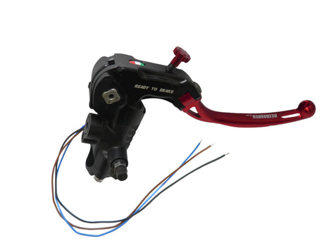 Pompa Freno Ready To Brake Accossato PRS 17x17-18-19 Con Leva Snodata Colorata (Pomello+Leva) - Opzioni leva: RST, Supporto specchio: - N/A, Vaschetta in Alluminio Integrata: - N/A