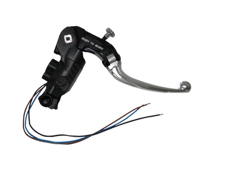 Pompa Freno Ready To Brake Accossato PRS 17x17-18-19 Con Leva Snodata Colorata (Pomello+Leva) - Opzioni leva: RST, Supporto specchio: M8, Vaschetta in Alluminio Integrata: - N/A