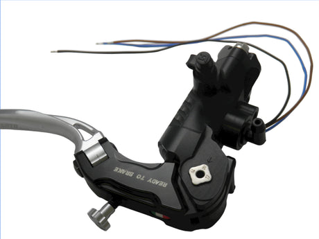 Pompa Freno Ready To Brake Accossato PRS 17x17-18-19 Con Leva Snodata Colorata (Pomello+Leva) - Opzioni leva: RST, Supporto specchio: - N/A, Vaschetta in Alluminio Integrata: - N/A
