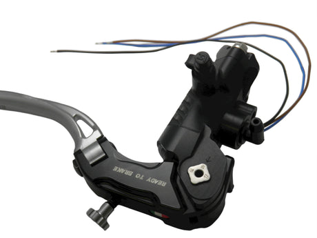 Pompa Freno Ready To Brake Accossato PRS 17x17-18-19 Con Leva Snodata Colorata (Pomello+Leva) - Opzioni leva: RST, Supporto specchio: - N/A, Vaschetta in Alluminio Integrata: - N/A