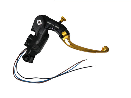 Pompa Freno Ready To Brake Accossato PRS 17x17-18-19 Con Leva Snodata Colorata (Pomello+Leva) - Opzioni leva: RST, Supporto specchio: M10, Vaschetta in Alluminio Integrata: - N/A