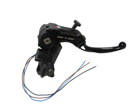 Pompa Freno Ready To Brake Accossato PRS 14x17-18-19 Con Leva Snodata Colorata (Pomello+Leva) - Supporto specchio: M10, Vaschetta in Alluminio Integrata: - N/A