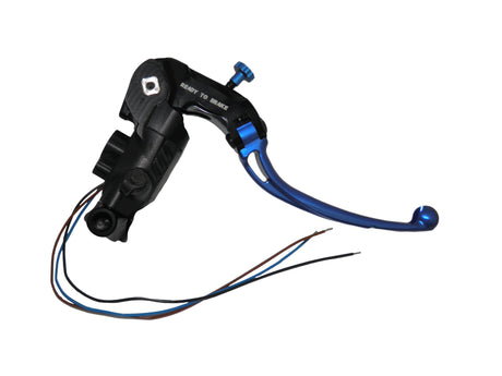 Pompa Freno Ready To Brake Accossato PRS 15x17-18-19 Con Leva Snodata Colorata (Pomello+Leva) - Opzioni leva: RST, Supporto specchio: M8, Vaschetta in Alluminio Integrata: - N/A
