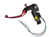 Pompa Freno Ready To Brake Accossato PRS 15x17-18-19 Con Leva Snodata Colorata (Pomello+Leva) - Opzioni leva: RST, Supporto specchio: M8, Vaschetta in Alluminio Integrata: - N/A