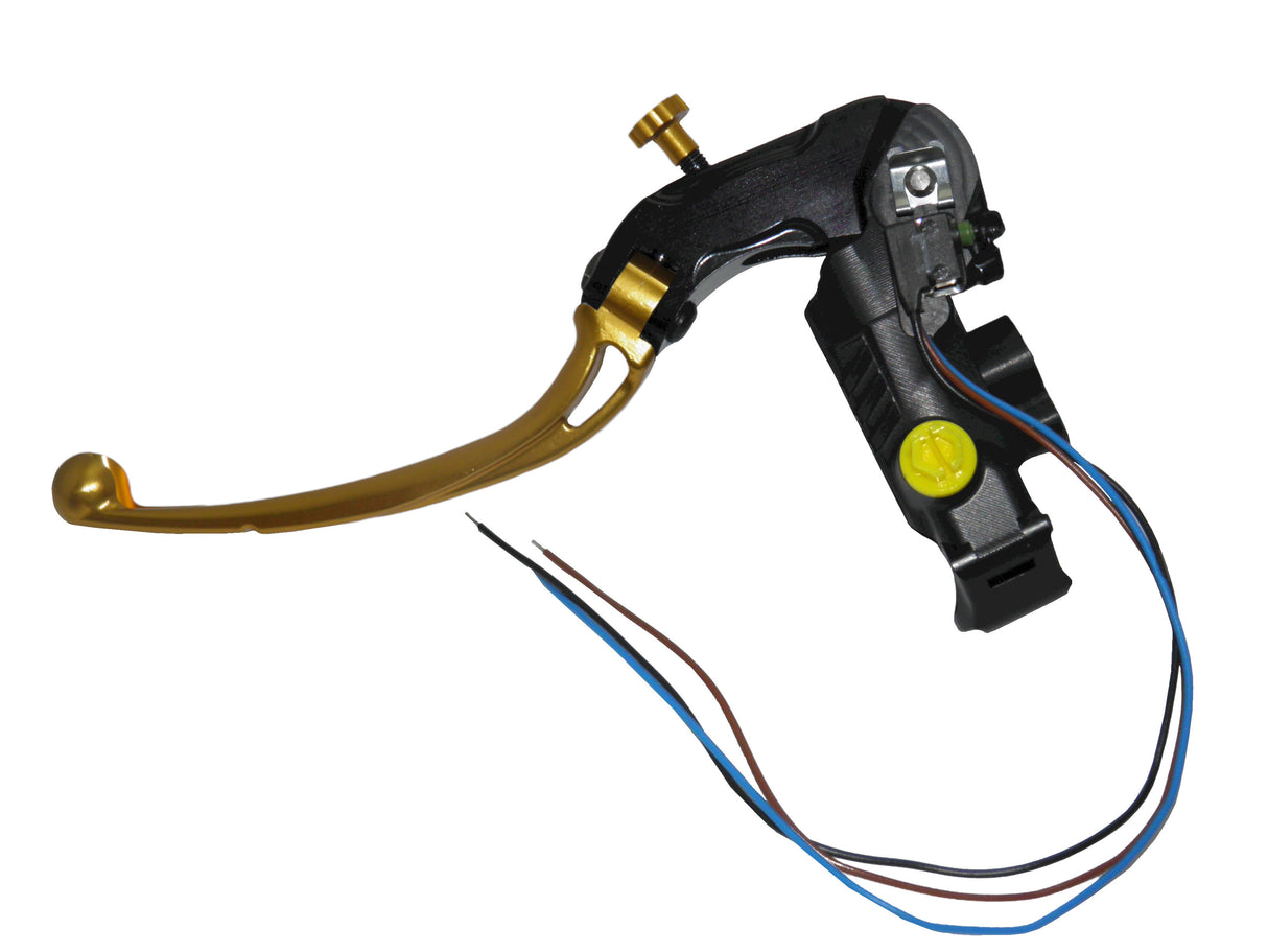 Pompa Freno Ready To Brake Accossato PRS 15x17-18-19 Con Leva Snodata Colorata (Pomello+Leva) - Opzioni leva: RST, Supporto specchio: M10, Vaschetta in Alluminio Integrata: - N/A