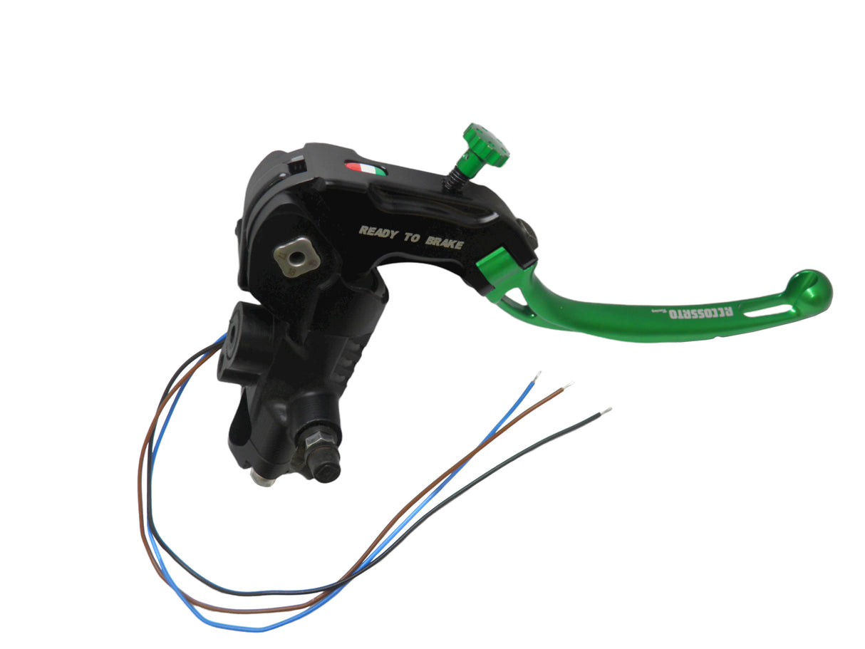 Pompa Freno Ready To Brake Accossato PRS 19x17-18-19 Con Leva Snodata Colorata (Pomello+Leva)  Per Manubri da 1 pollice - Opzioni leva: RST, Supporto specchio: - N/A, Vaschetta in Alluminio Integrata: - N/A