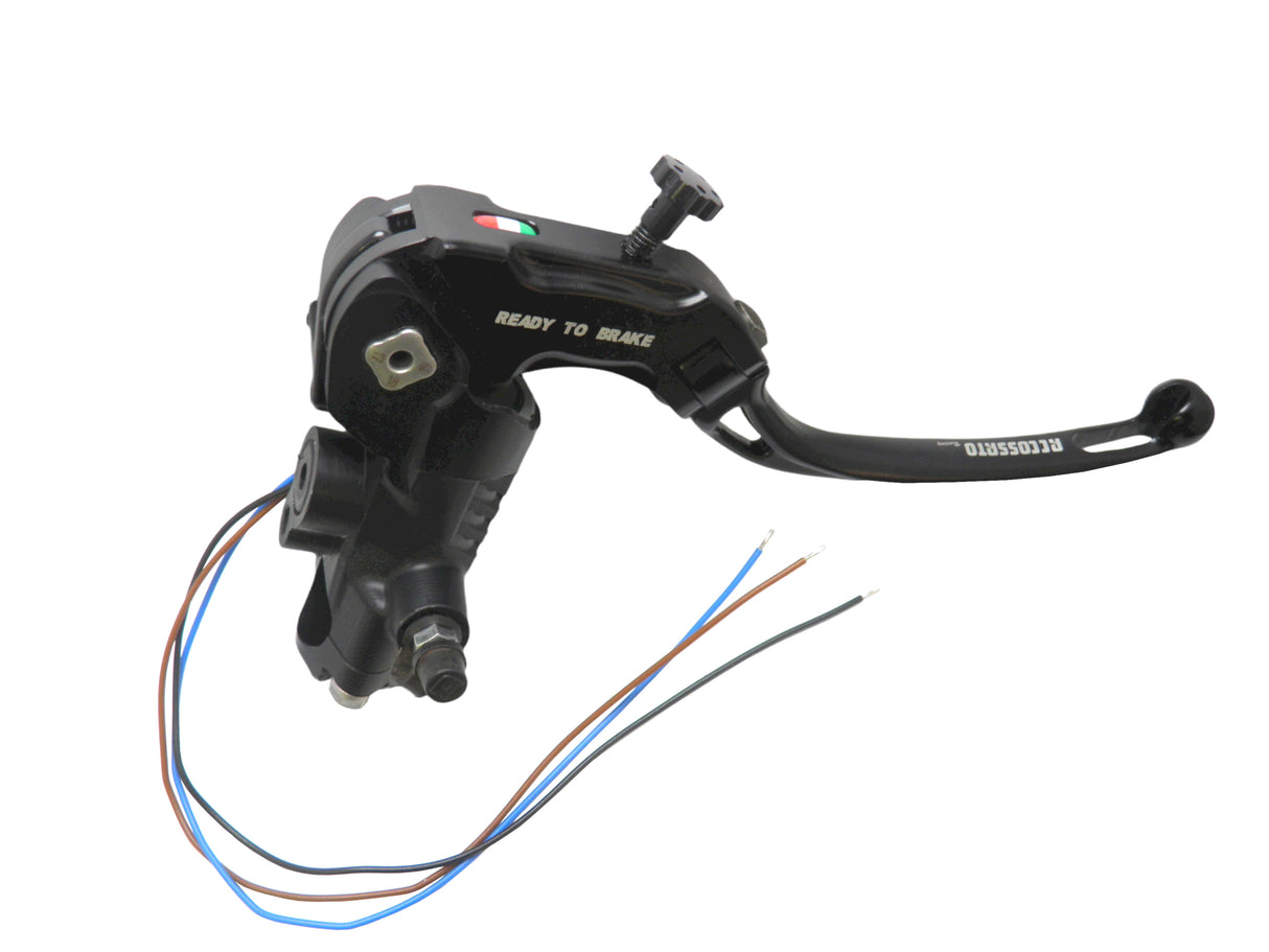 Pompa Freno Ready To Brake Accossato PRS 19x17-18-19 Con Leva Snodata Colorata (Pomello+Leva)  Per Manubri da 1 pollice - Opzioni leva: RST, Supporto specchio: - N/A, Vaschetta in Alluminio Integrata: - N/A