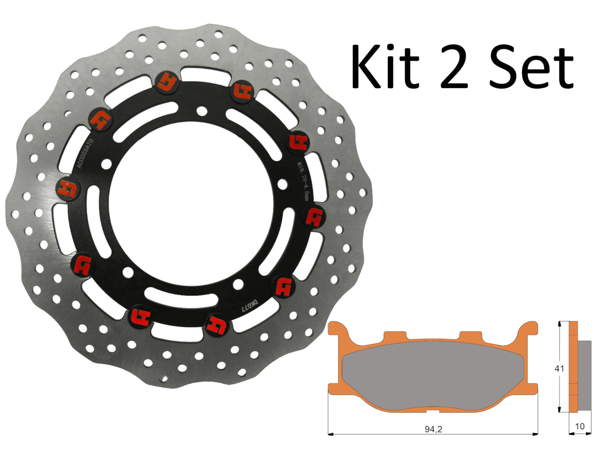 Kit Dischi Freno Flottanti Anteriori Accossato Linea Elite per Moto DK077 + Pastiglie freno AGPA22
